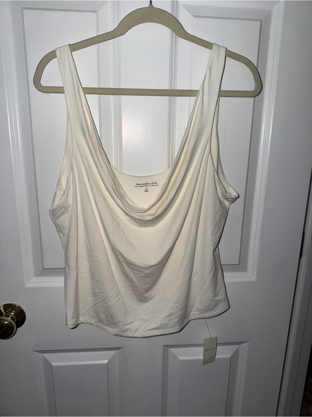 Abercrombie & Fitch Cream Draped Cowl Neck Tank